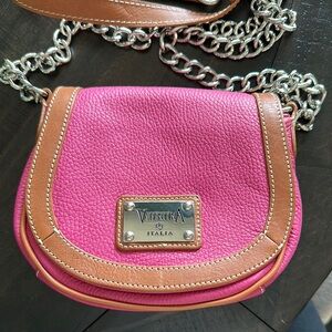 Valentina Pink and Tan Leather Crossbody Bag